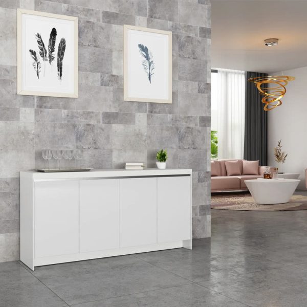 Stone Top Counter Credenza 1600 - Glossy White 