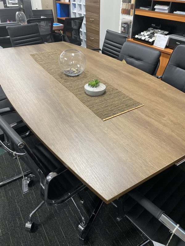 Walnut Boat Shape Boardroom Table 2400W - 3 Colours