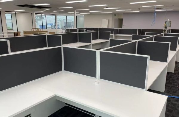 Charcoal Desk Partition with White Frame - 1200H
