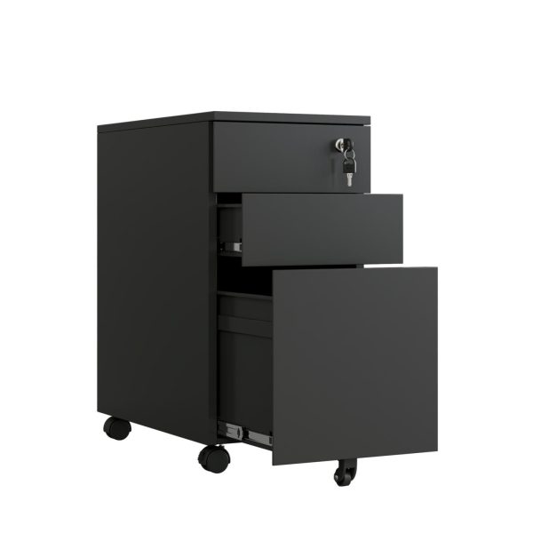 Max Slim Metal Mobile Pedestal 3 Drawers - 2 Colours