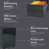 Steelco Trimline Metal Mobile Pedestal With Digital Lock - 3 Colours