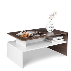 Rectangular Coffee Table - Walnut Over White