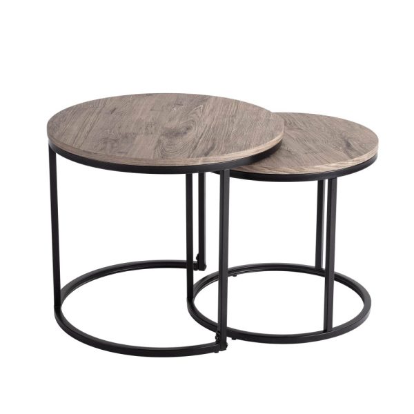 Nesting 2 Round Coffee Table - Walnut Laminate