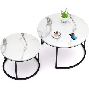 Nesting 2 Round Coffee Table - Marble Laminate