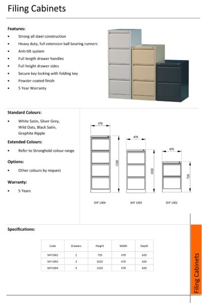 Stronghold Vertical Metal Filing Cabinet - 3 Sizes Check