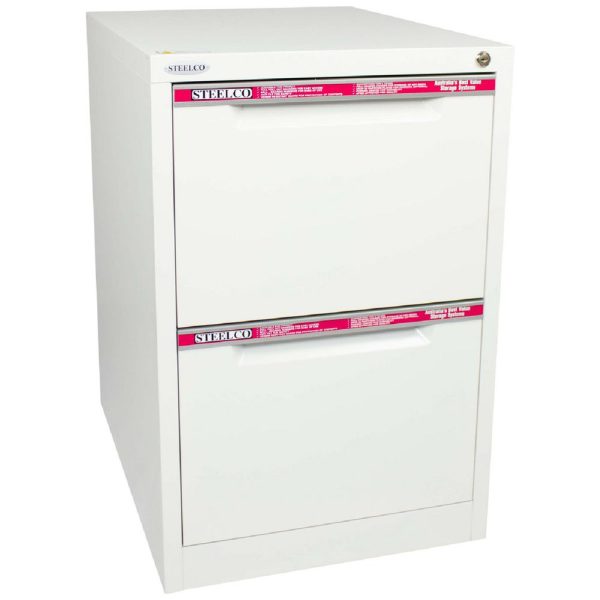 Steelco Vertical Filing Cabinet 2 Drawers - 5 Colours Steelco Vertical Filing Cabinet 2 Drawers - 5 Colours