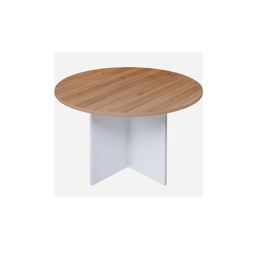 Walnut Cross Base Round Meeting Table 900 - 3 Colours