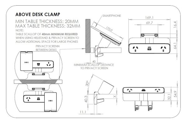 Viva Trio Desk Mount Power Rail Viva Trio Desk Mount Power Rail